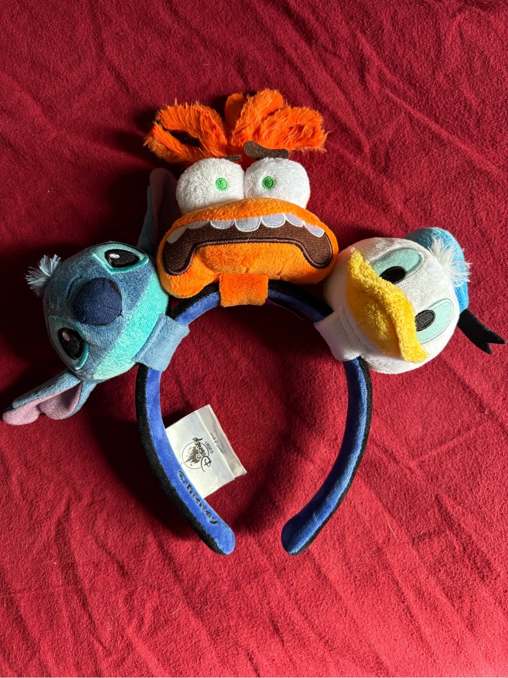 Disney Plush Headband with Blue Stitch, Orange Monster & White Donald Duck